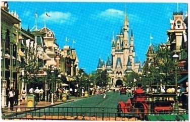 Orlando Florida Postcard Main Street USA Walt Disney Cinderella Castle