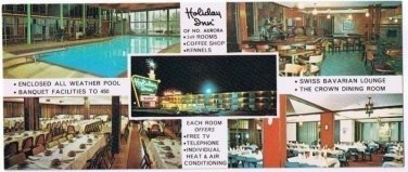 Aurora Illinois Postcard Holiday Inn Swiss Bavarian Lounge Multi View Long Card