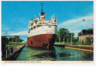 Ontario Postcard Sault Ste Marie Soo Locks Ship Fort St Louis