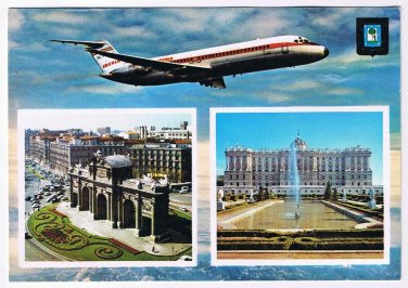 Spain Postcard Madrid Iberia Airlines Port of Alcala Jardines de Sabatini