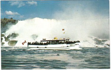 Ontario Postcard Niagara Falls Maid Of The Mist Excursion Boat American Falls