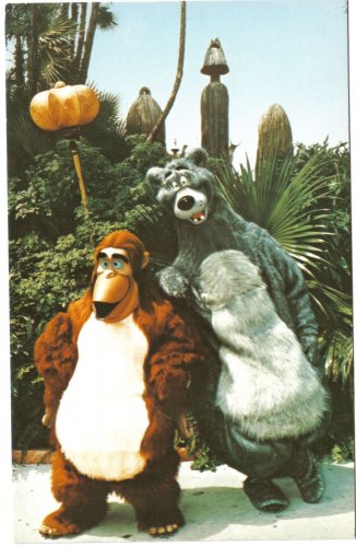 Florida Postcard Walt Disney Magic Kingdom Baloo King Louie Adventureland