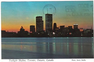 Ontario Postcard Toronto Twilight Skyline Royal York Hotel TD Centre