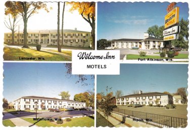Wisconsin Postcard Fort Atkinson Lancaster Ripon Watertown Welcome Inn