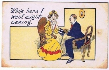 Comic Postcard While Here I Went Sightseeing Douglass