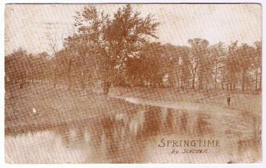Springtime Postcard by Scheuer Sepia Toned Postmarked Charlottetown PEI 1909