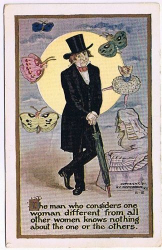 ANTIQUE Comic Westerhouse Postcard Man Knows Nothing About Women 1907