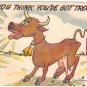 Comic Postcard Cow In Trouble Tony Roy