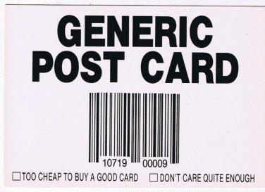 Comic Postcard Generic UPC Symbol Tick Boxes