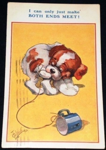 VINTAGE Signed Gilson Both Ends Meet Postcard 1920s