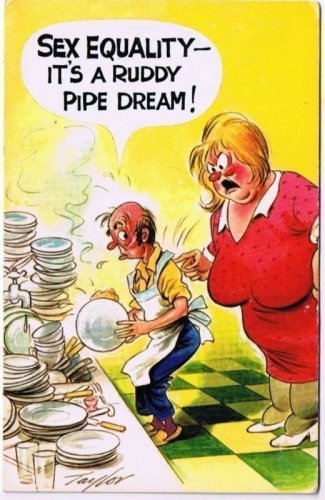 Comic Funny Postcard Sex Equality Pipe Dream Bamforth No 396 Signed Taylor