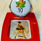 Vintage Ashtray Or Pin Tray With Calendar Risque Pin Up