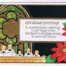 Christmas Postcard Greetings Poinsettia Choir Church Window