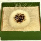 Brooch Pin Antique Gold Blossom Design With Furry Ring Exquisite 1796 in Box