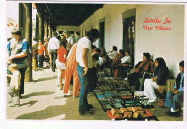 New Mexico Postcard Santa Fe Indians Selling Handmade Good Governor's Palace