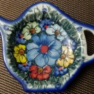 Kalich Boleslawiec Polish Pottery Tea Bag Holder Caddy Spoon Rest Hand Poland