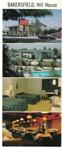 California Postcard Bakersfield Hill House Motor Hotel Vagabond Long Card