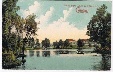 Ohio Postcard Cleveland Wade Park Lake & Fountain 1913