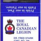 Ontario Matchbook Cover Sudbury Royal Canadian Legion Branch 76 Fred Starr Drink