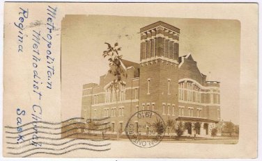 RPPC Metropolitan Methodist Church Regina Postcard 1910