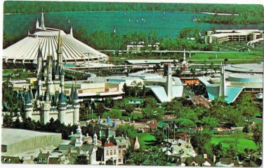 Florida Postcard Disney Magic Kingdom Space Mountain Cinderella Castle