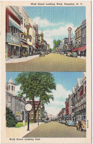 Postcard Wall Street Looking West & East Kingston New York