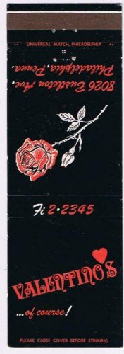 Matchbook Cover Valentinos Restaurant & Cocktail Lounge Philadelphia PA