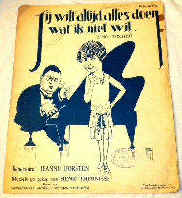 Jeanne Horsten Sheet Music Tij Melt Altijd Alles Doen Wat Ik Niet Wil Foxtrot
