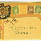 Postcard Greetings From Norway Old Norwegian Stamps