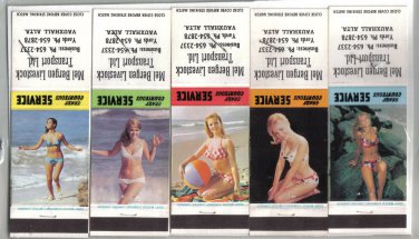 Vintage Matchbook Cover Semi Nude Girl Risque Set 5 Vauxhall Alberta Livestock