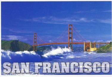 California Postcard San Francisco Golden Gate Bridge Waves Crashing Baker Beach