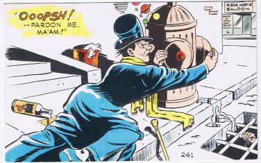 Postcard Comic Ooopsh Pardon Me Ma'am Drunk Fire Hydrant