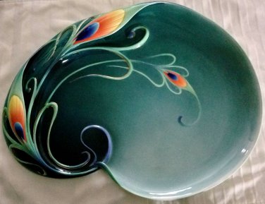 Franz Collection Luminescence Peacock Platter Kathy Ireland Home 19.25&acirc;�� x 15"