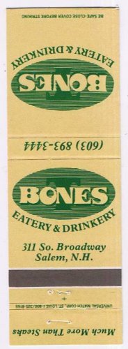 Matchbook Cover T Bones Eatery & Drinkery Salem New Hampshire
