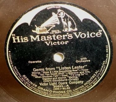 Victor Light Opera Gems Listen Lester 78 rpm 12" LP Gems Somebody's Sweetheart