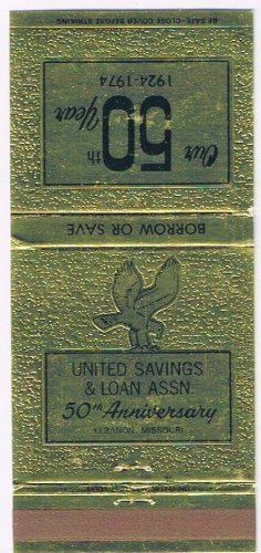 Matchbook Cover United Savings & Loan Assiciation Lebanon Missouri