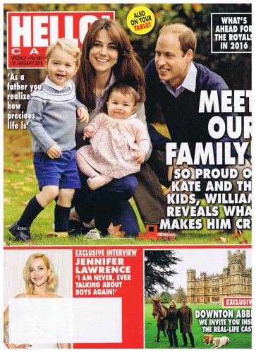 Hello Canada Magazine Prince William Family Jennifer Lawrence Downton Abbey