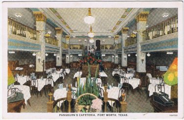 Postcard Pangburn's Cafeteria Fort Worth Texas Wimberly Hubbard Agency