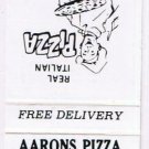 Matchbook Cover Aaron's Pizza & Italian Dishes Cloverdale BC