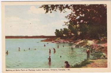 Postcard Bathing Belle Park On Ramsay Lake Sudbury Ontario