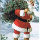 Holiday Postcard Christmas Santa Claus With Mistletoe