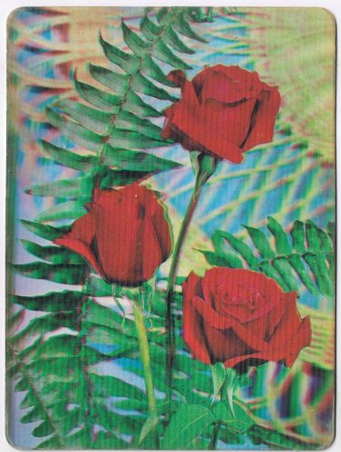 Postcard 3D Lenticular Red Roses