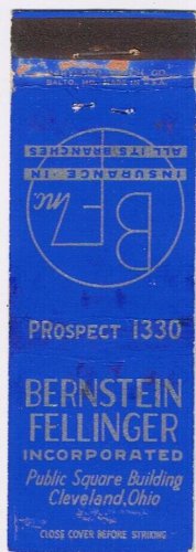 Matchbook Cover Bernstein Fellinger Insurance Cleveland Ohio