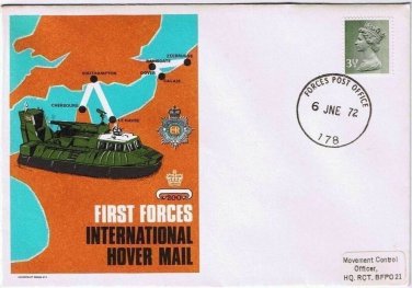 Commemorative Cover British First Forces International Hover Mail 1972