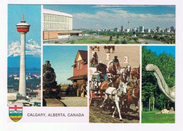 Alberta Postcard Calgary Multi View Tower Stampede Dinosaurs