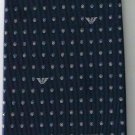 Giorgio Armani Collezioni Silk Neck Tie Dark Blue Silver Dots Armani Logo