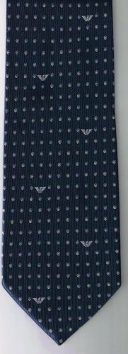 Giorgio Armani Collezioni Silk Neck Tie Dark Blue Silver Dots Armani Logo