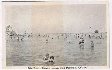 Postcard Safe Sandy Bathing Beach Port Dalhousie Ontario FH Leslie