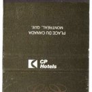 CP Hotels Matchbook Cover Montreal Chateau Champlain Green Canadian Pacific
