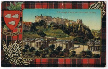 United Kingdom UK Postcard Edinburgh Castle & National Gallery Robertson Tartan